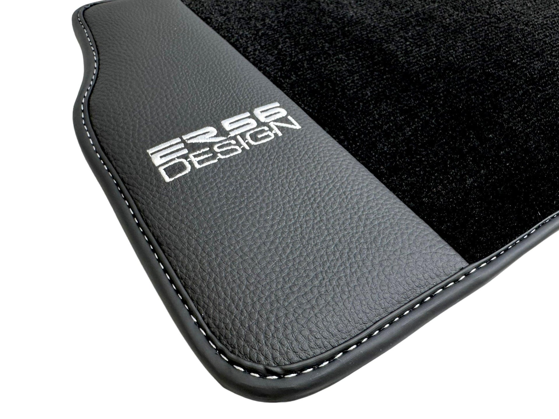 Black Floor Mats For Mercedes-Benz G Class 2019-2022 W463 With Leather Borders ER56 Design - AutoWin