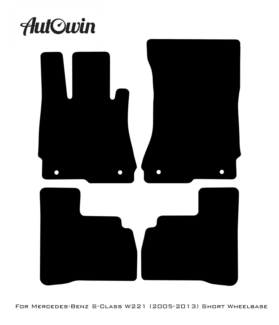 Black Floor Mats For Mercedes Benz S-Class W221 (2005-2013) Short Wheelbase | Fighter Jet Edition - AutoWin