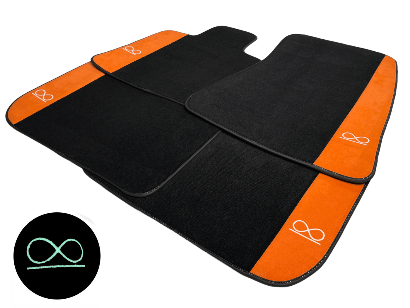 Black Floor Mats For Rolls Royce Black Badge Ghost Orange Alcantara - AutoWin