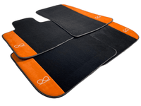 Black Floor Mats For Rolls Royce Black Badge Ghost Orange Alcantara - AutoWin