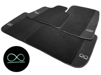Black Floor Mats For Rolls Royce Black Badge Phantom Drophead Fluorescent Logo - AutoWin
