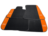 Black Floor Mats For Rolls Royce Black Badge Phantom Orange Alcantara - AutoWin