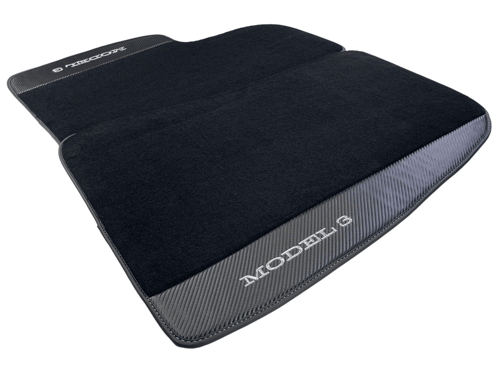 Black Floor Mats For Tesla Model 3 With Carbon Fiber Leather - AutoWin