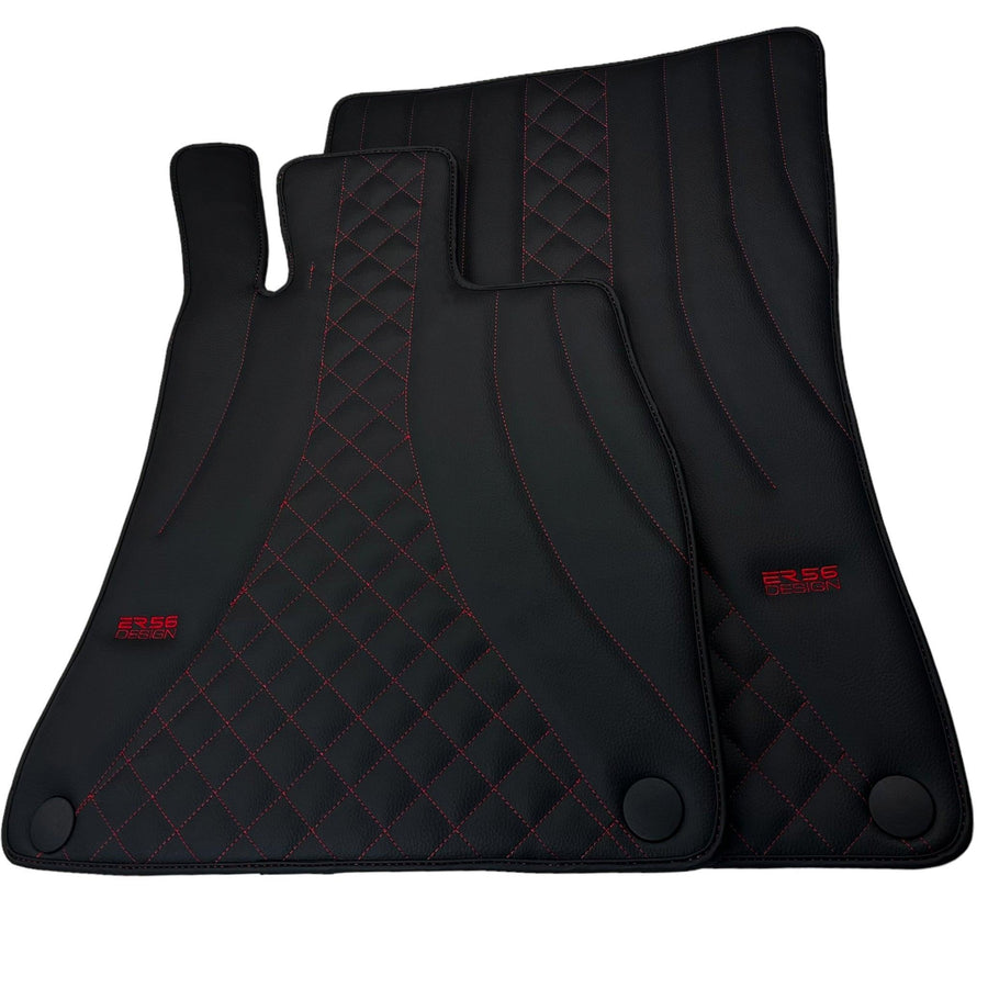 Black Leather Floor Mats For Mercedes Benz E-Class S210 Estate 4Matic (1996-2003) | ER56 Design - AutoWin