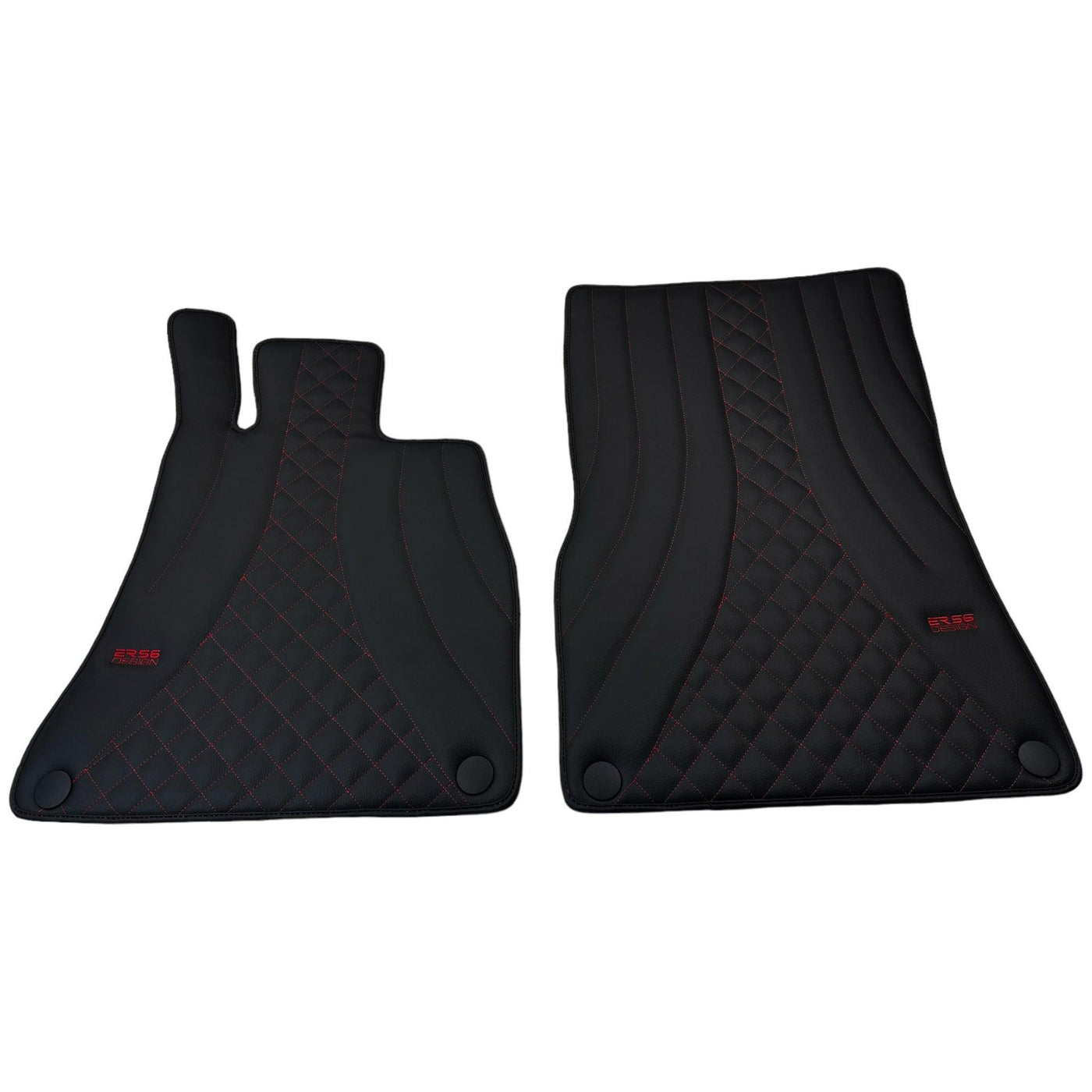 Black Leather Floor Mats For Mercedes Benz E-Class W124 Sedan (1985-1995) | ER56 Design - AutoWin