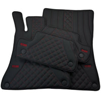 Black Leather Floor Mats For Mercedes Benz E-Class W214 Sedan (2023-2024) Hybrid | ER56 Design - AutoWin