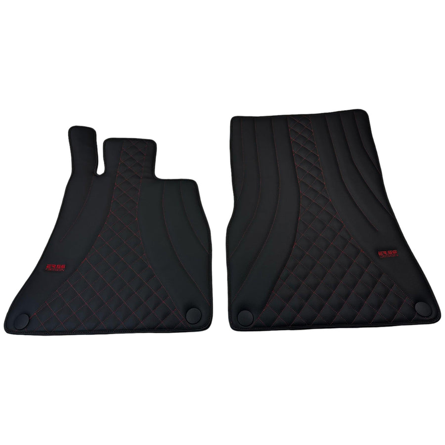 Black Leather Floor Mats For Mercedes Benz EQS-Class V297 (2021-2023) | ER56 Design - AutoWin