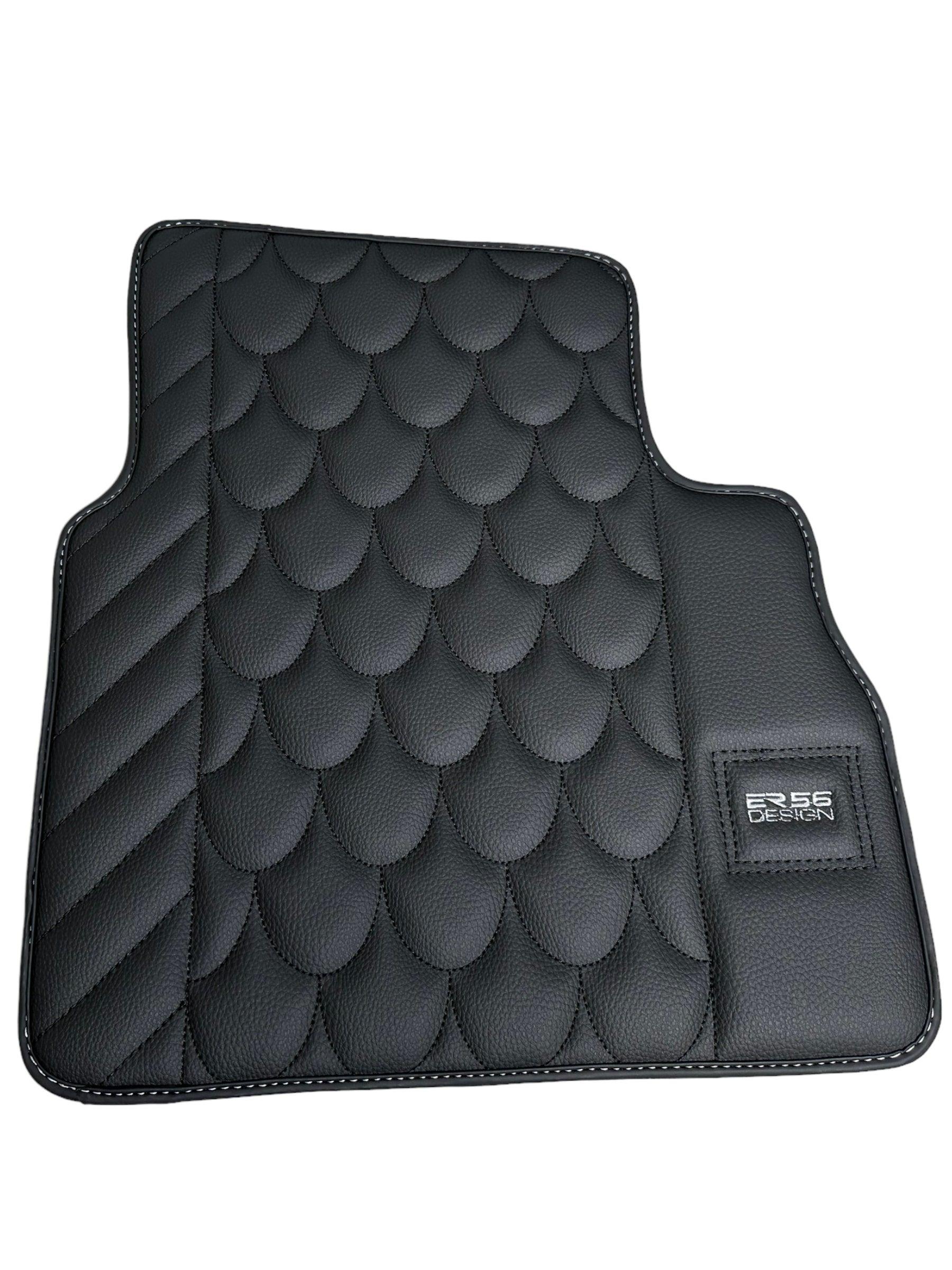 Black Leather Floor Mats For Mercedes-Benz G Class 2019-2022 W463 ER56 Design - AutoWin