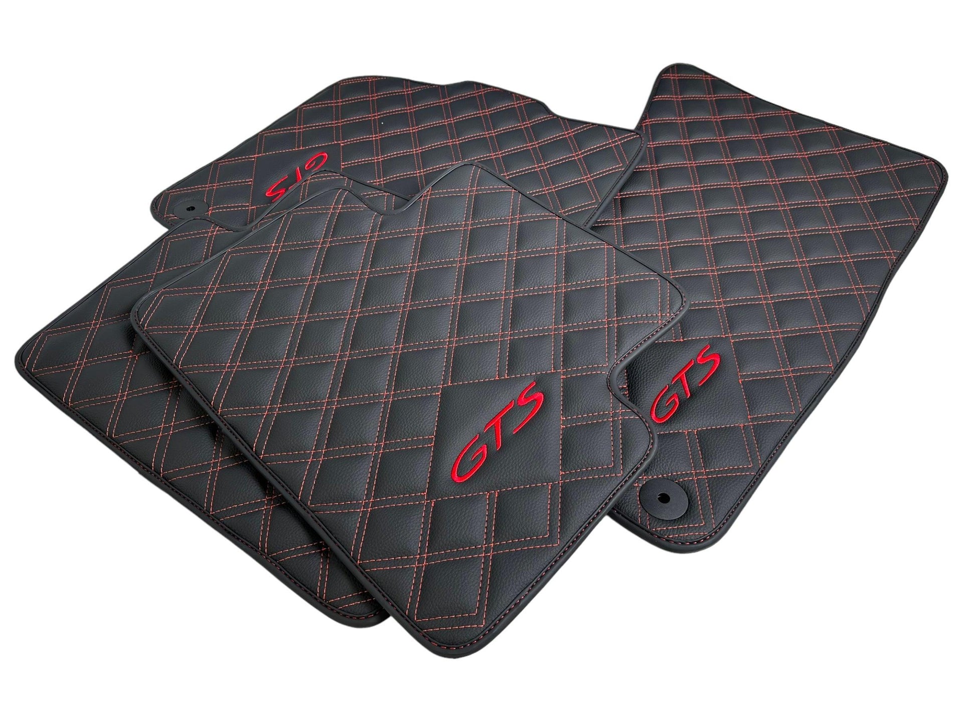 Black Leather Floor Mats for Porsche Macan GTS - AutoWin