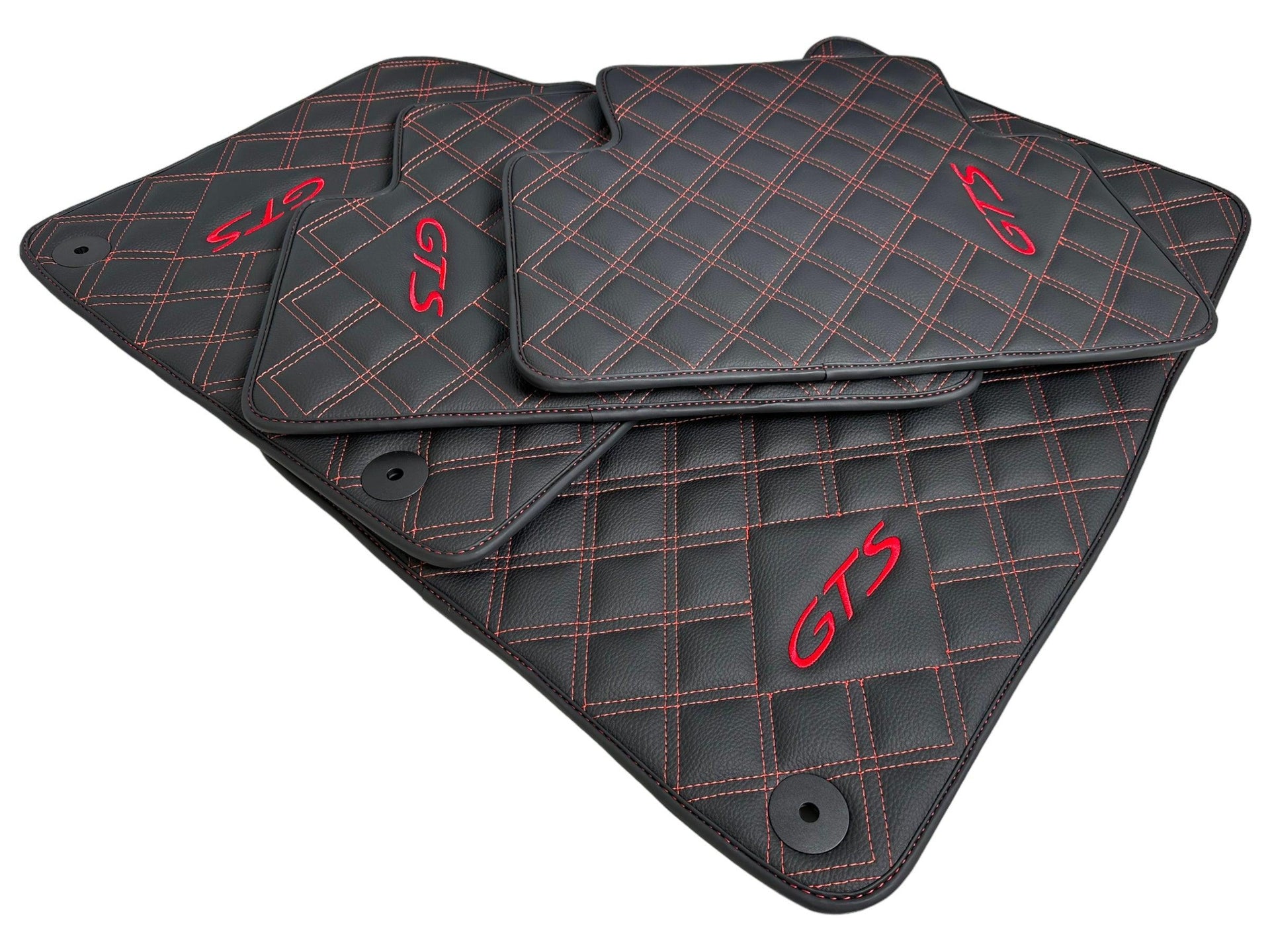 Black Leather Floor Mats for Porsche Macan GTS - AutoWin