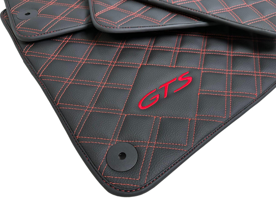 Black Leather Floor Mats for Porsche Macan GTS - AutoWin