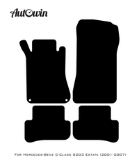Black Luxury Floor Mats For Mercedes Benz C-Class S203 Estate (2001-2007) | ER56 Design - AutoWin