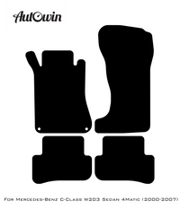 Black Luxury Floor Mats For Mercedes Benz C-Class W203 Sedan 4Matic (2000-2007) | ER56 Design - AutoWin