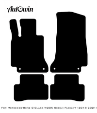 Black Luxury Floor Mats For Mercedes Benz C-Class W205 Sedan Facelift (2018-2021) | ER56 Design - AutoWin