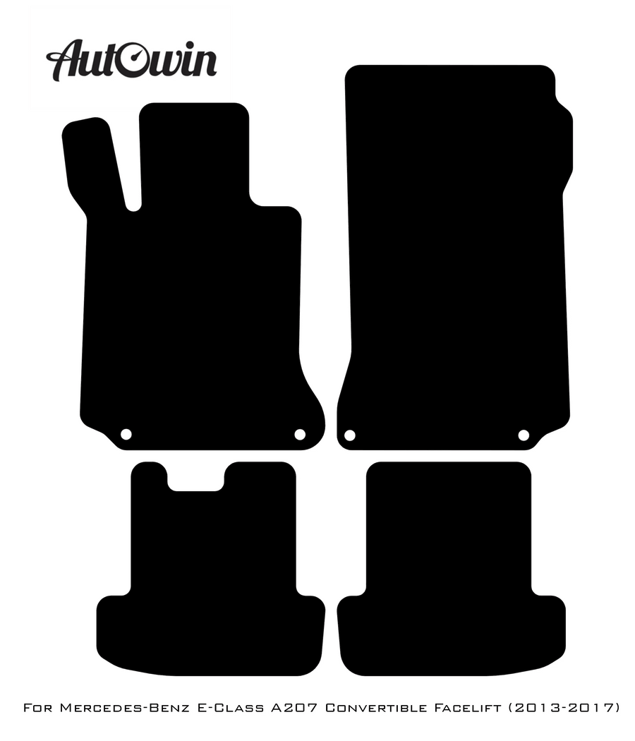 Black Luxury Floor Mats For Mercedes Benz E-Class A207 Convertible Facelift (2013-2017) | ER56 Design - AutoWin