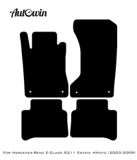 Black Luxury Floor Mats For Mercedes Benz E-Class S211 Estate 4Matic (2003-2009) | ER56 Design - AutoWin