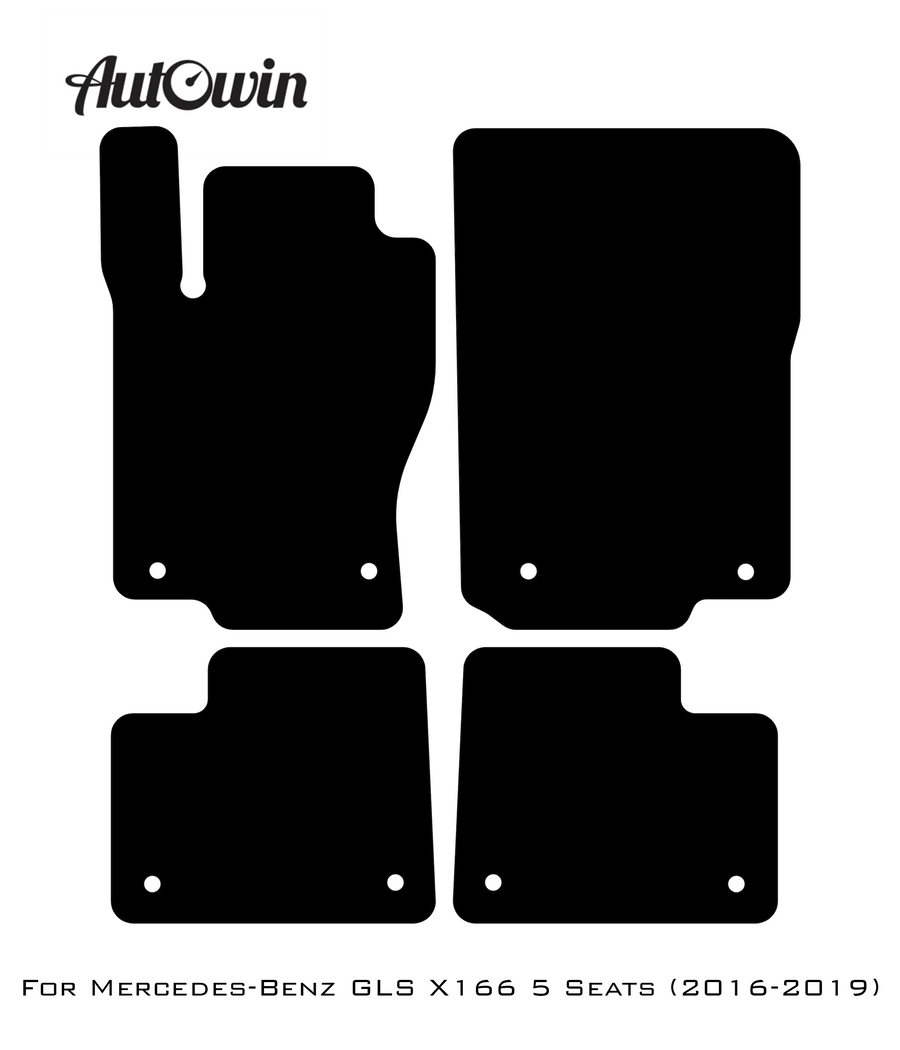 Black Luxury Floor Mats For Mercedes Benz GLS-Class X166 (2016-2019) | ER56 Design - AutoWin