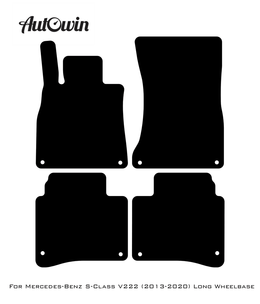 Black Luxury Floor Mats For Mercedes Benz S-Class V222 (2013-2020) Long Wheelbase | ER56 Design - AutoWin