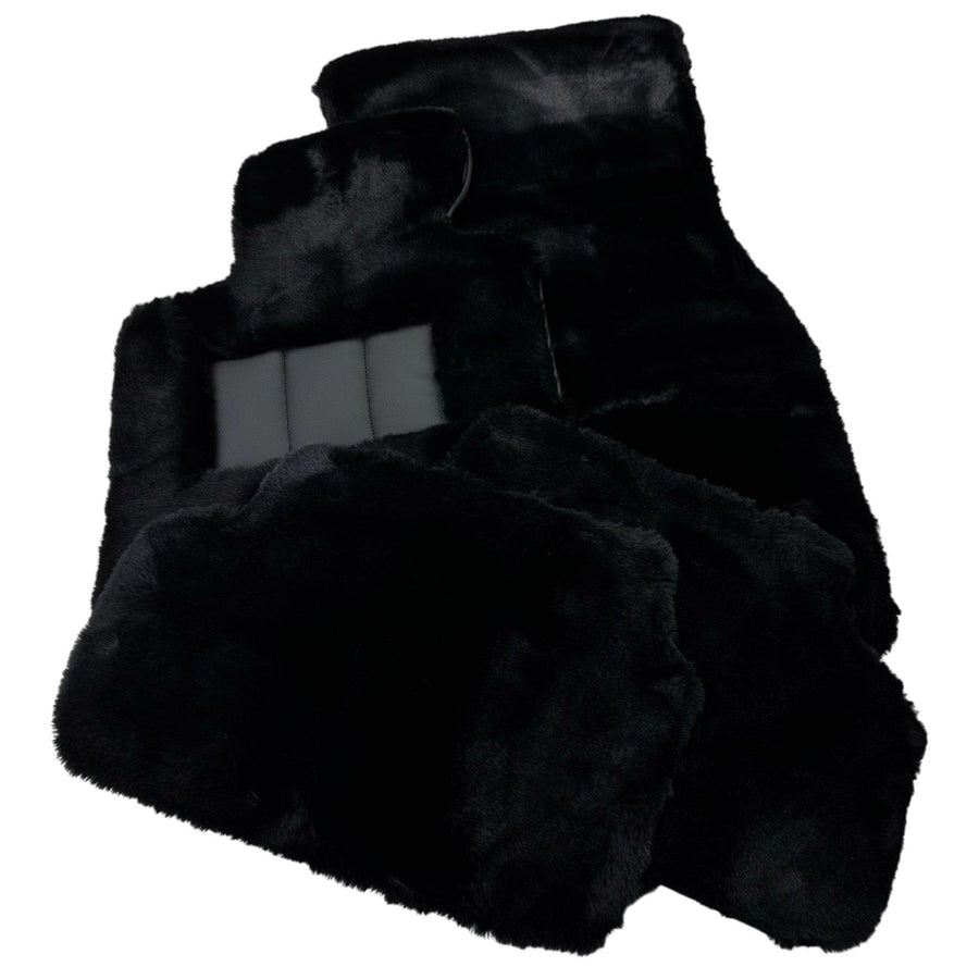 Black Sheepskin Floor Mats For BMW 5 Series E28 Sedan No Steps Edition - AutoWin
