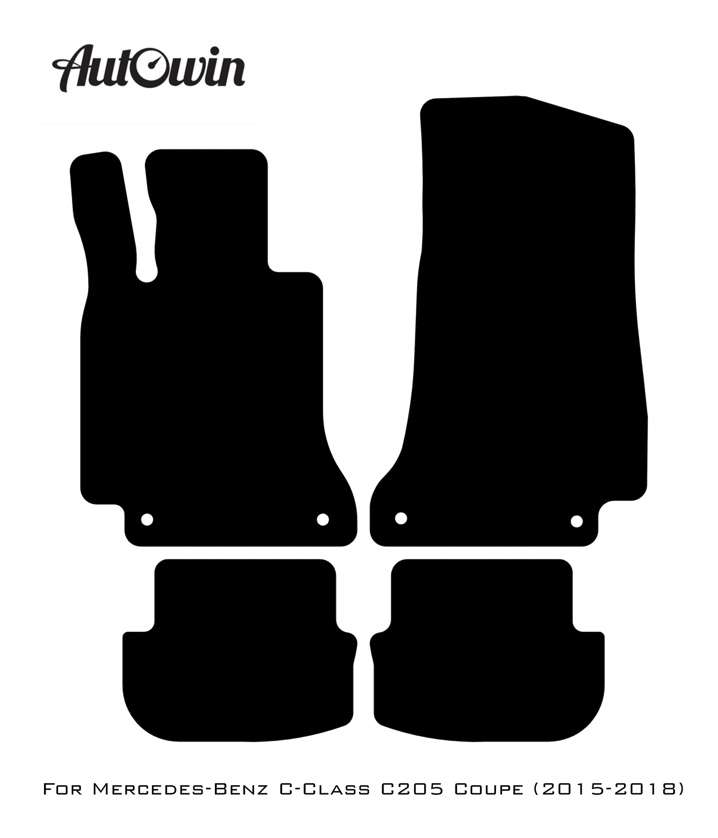 Black Sheepskin Floor Mats For Mercedes Benz C-Class C205 Coupe (2015-2018) | ER56 Design - AutoWin