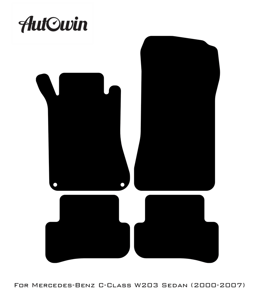 Black Sheepskin Floor Mats For Mercedes Benz C-Class W203 Sedan (2000-2007) | ER56 Design - AutoWin