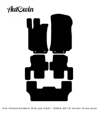 Black Sheepskin Floor Mats For Mercedes Benz R-Class W251 (2005-2013) Short Wheelbase | ER56 Design - AutoWin