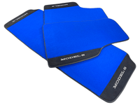 Blue Floor Mats For Tesla Model S With Alcantara Leather - AutoWin