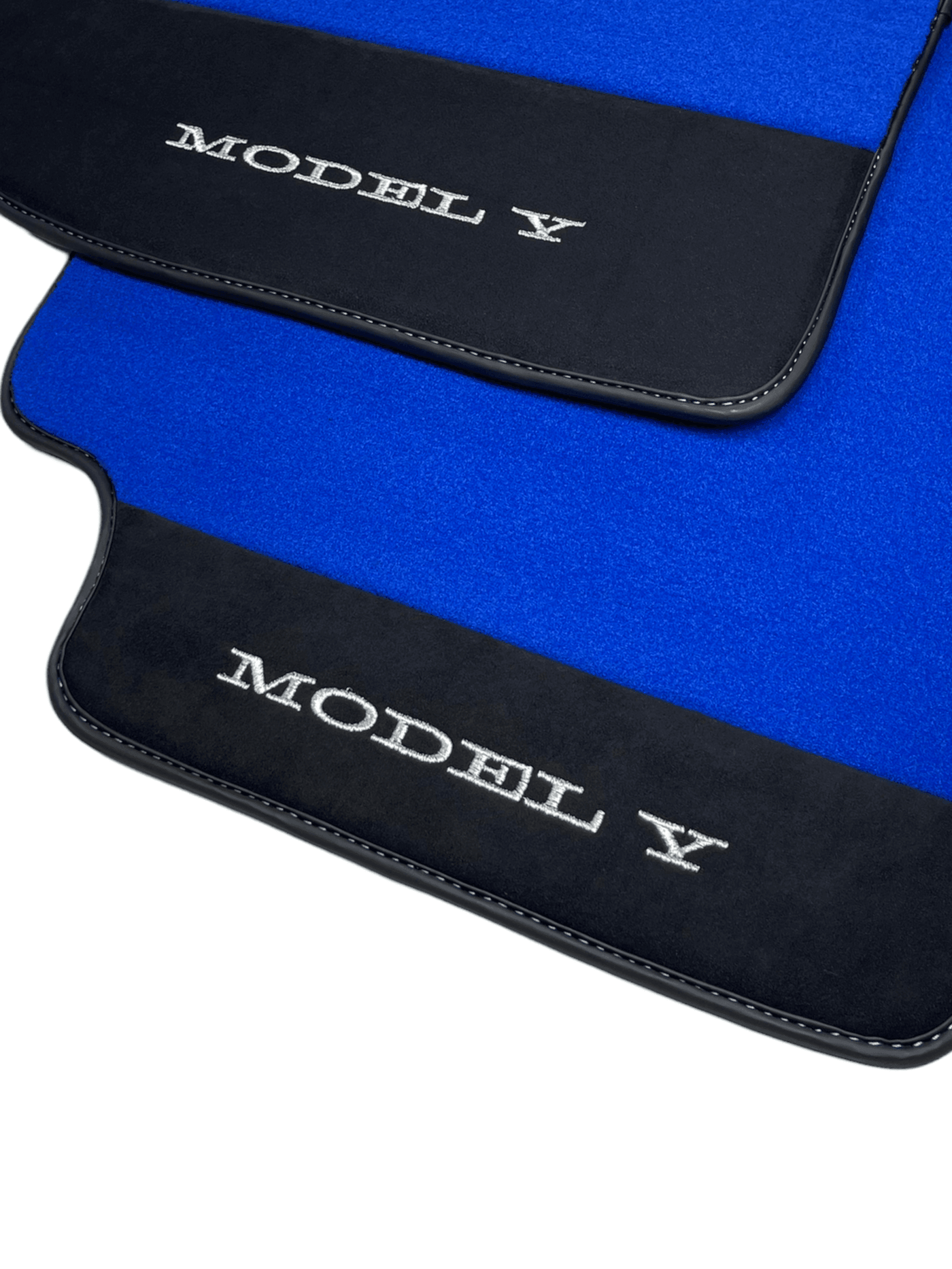 Blue Floor Mats For Tesla Model Y With Alcantara Leather - AutoWin