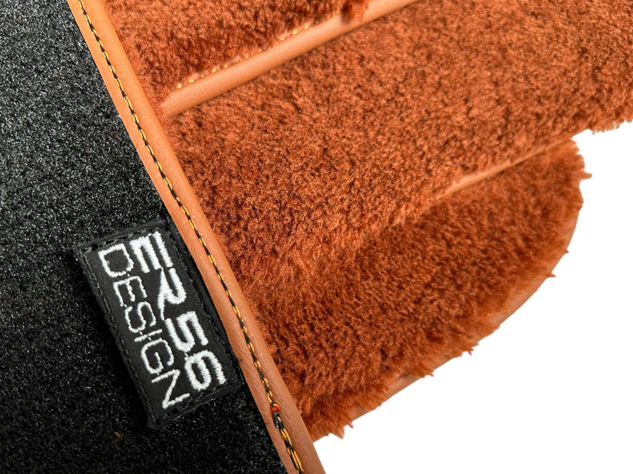 Brown Sheepskin Floor Mats For Rolls Royce Dawn Rr6 2016-2023 Er56 Design Brand - AutoWin
