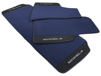 Dark Blue Floor Mats For Tesla Model S With Alcantara Leather - AutoWin