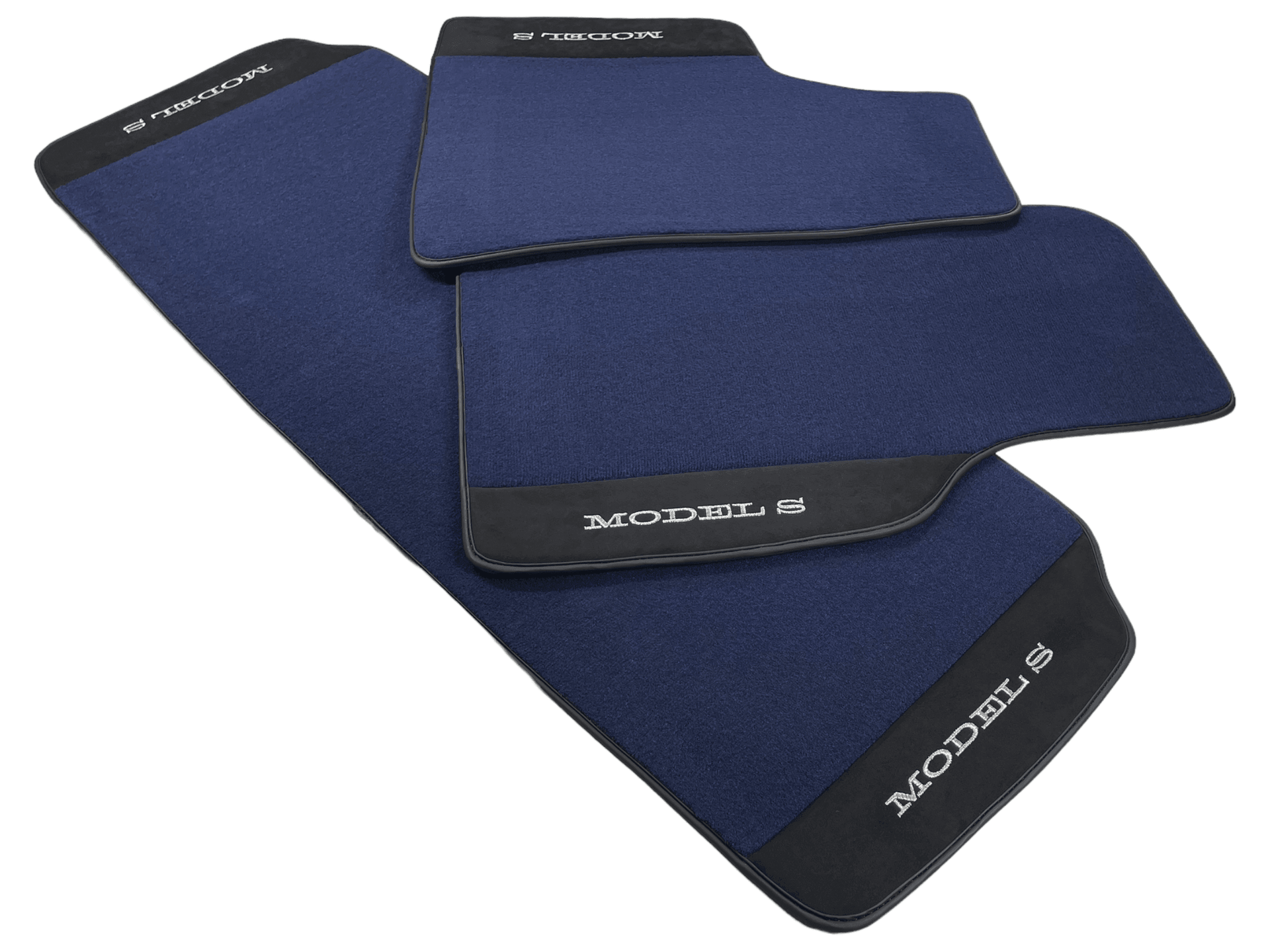 Dark Blue Floor Mats For Tesla Model S With Alcantara Leather - AutoWin