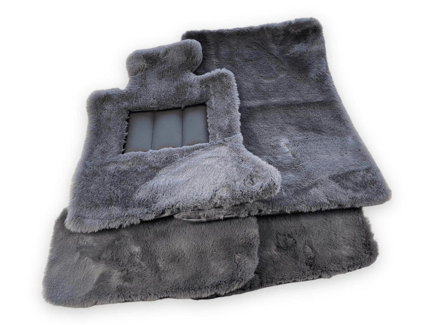 Dark Gray Sheepskin Floor Mats For Bentley Flying Spur (2013-2019) Design Brand - AutoWin