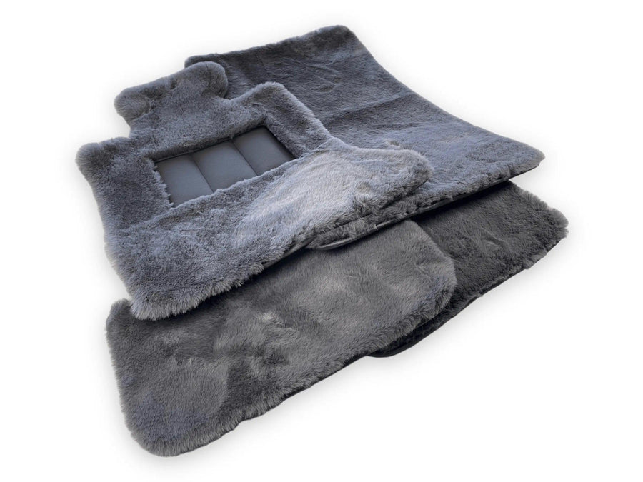 Dark Gray Sheepskin Floor Mats For Bentley Flying Spur (2013-2019) Design Brand - AutoWin