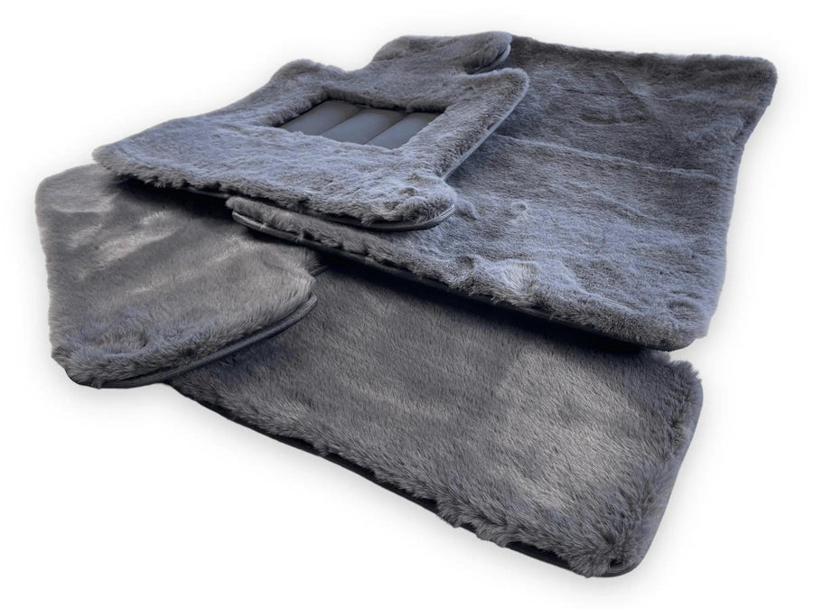 Dark Gray Sheepskin Floor Mats For Bentley Flying Spur (2013-2019) Design Brand - AutoWin