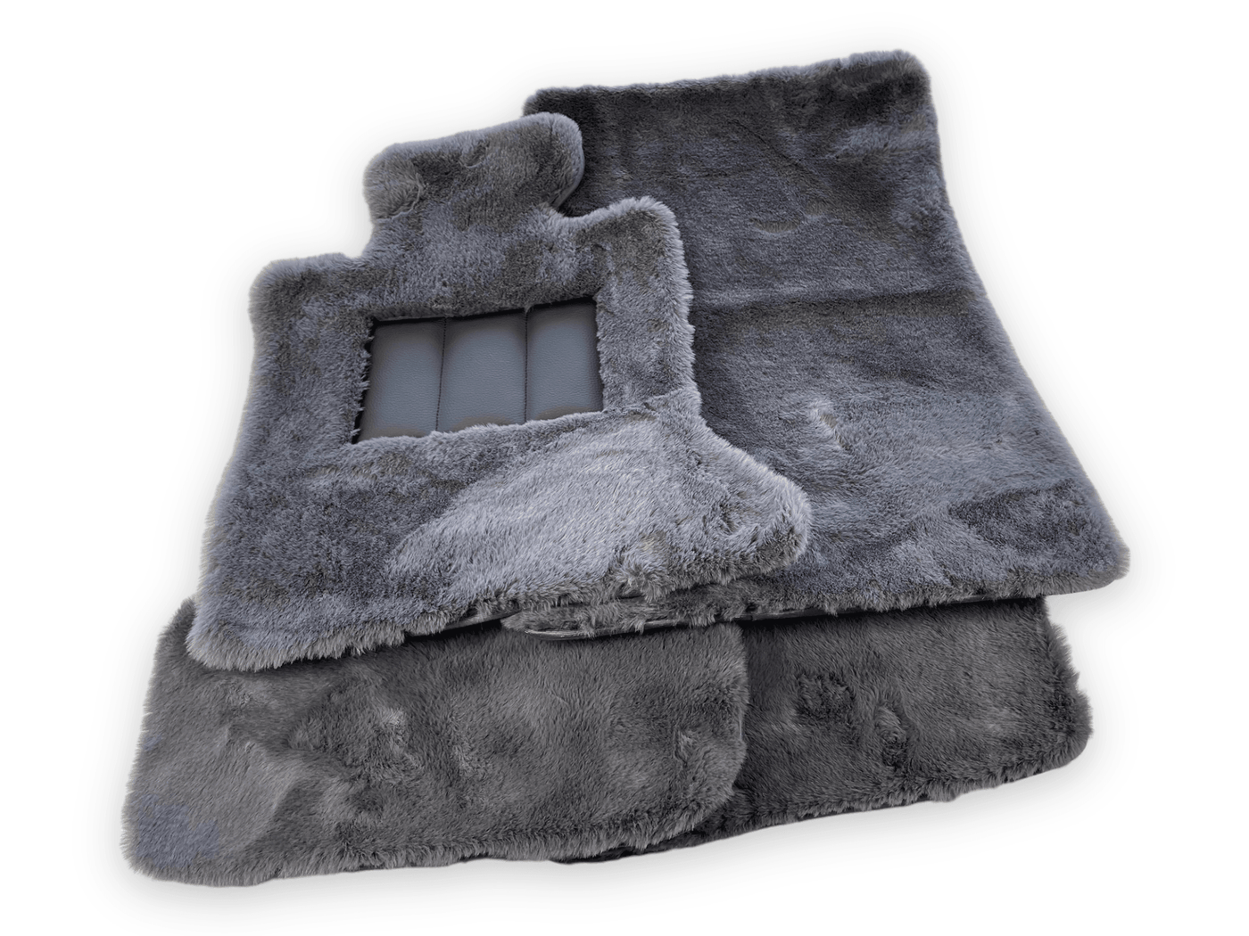 Dark Gray Sheepskin Floor Mats For Rolls Royce Dawn Rr6 2016-2023 Er56 Design Brand - AutoWin