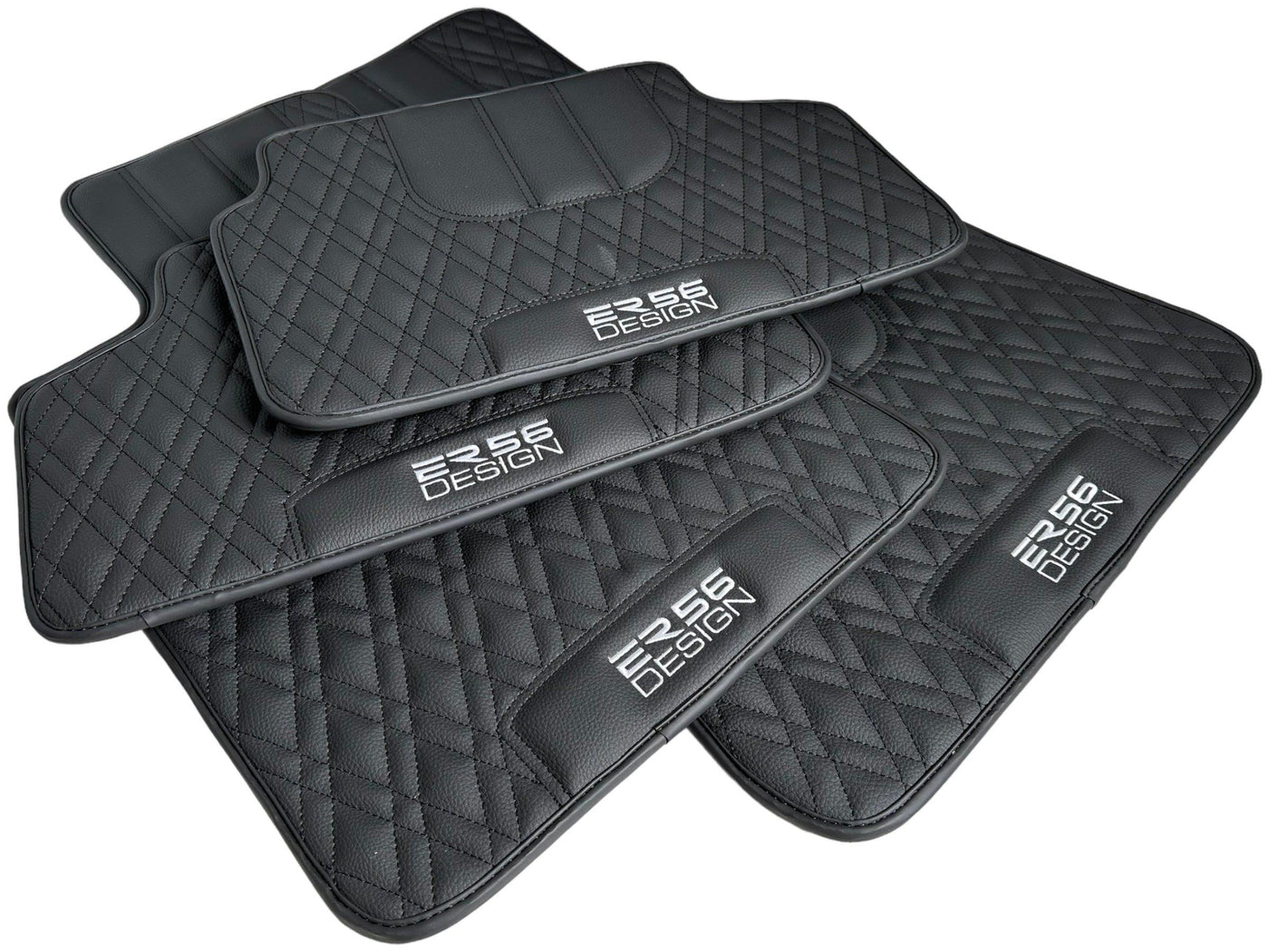 Floor Mats For BMW 7 Series F01 Black Leather Er56 Design - AutoWin