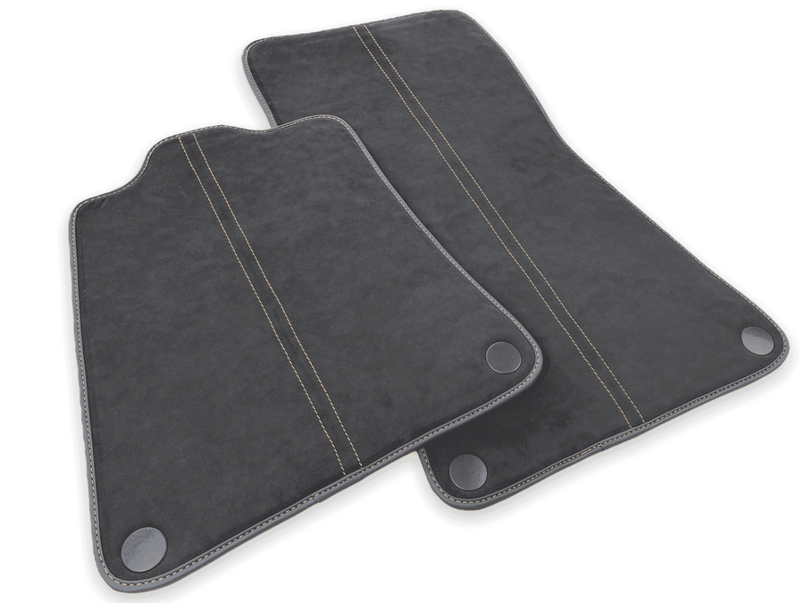 Floor Mats For McLaren 600LT (2018-2020) Alcantara Black Tailored Carpets With Orange Sewing - AutoWin
