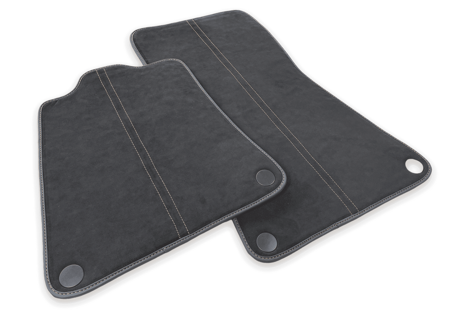 Floor Mats For McLaren 600LT (2018-2020) Alcantara Black Tailored Carpets With Orange Sewing - AutoWin