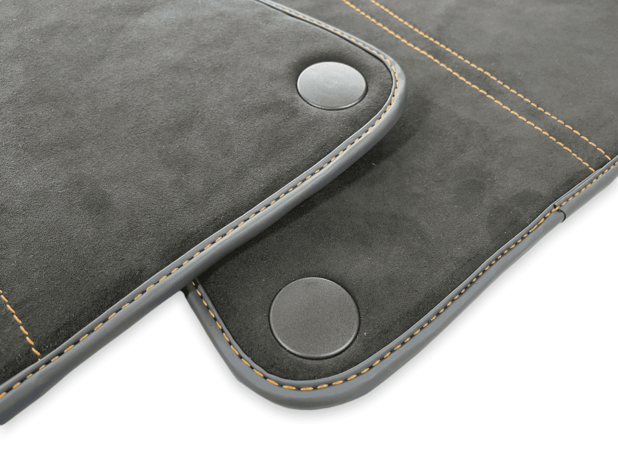 Floor Mats For McLaren 600LT (2018-2020) Alcantara Black Tailored Carpets With Orange Sewing - AutoWin