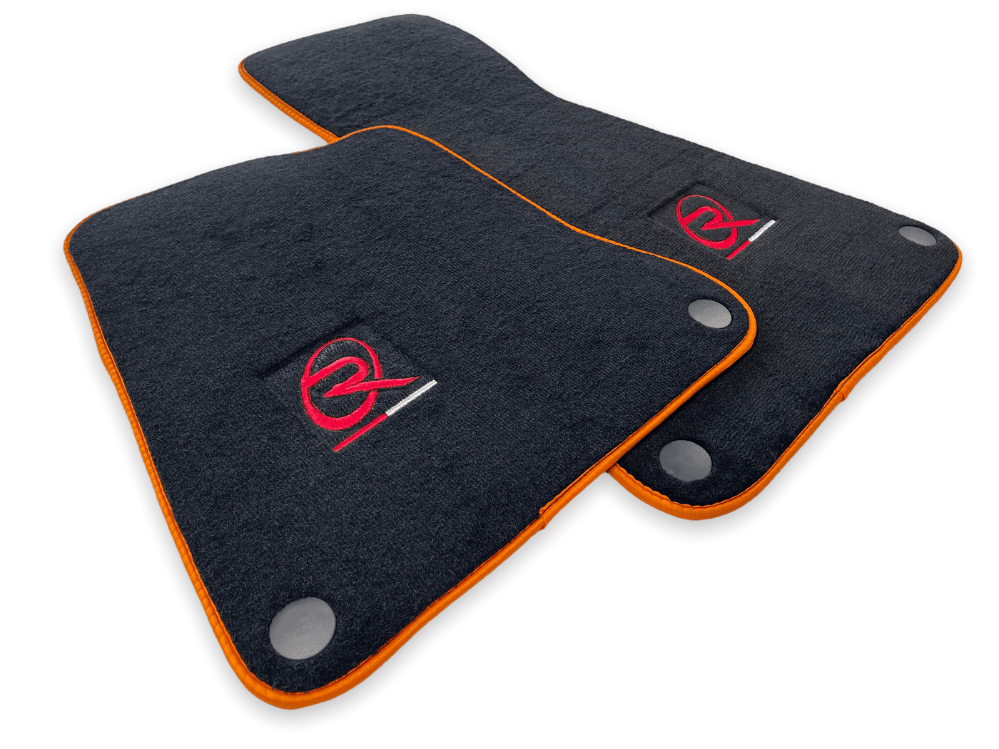 Floor Mats For McLaren MP4 12C Black Tailored Carpets Orange Trim - AutoWin