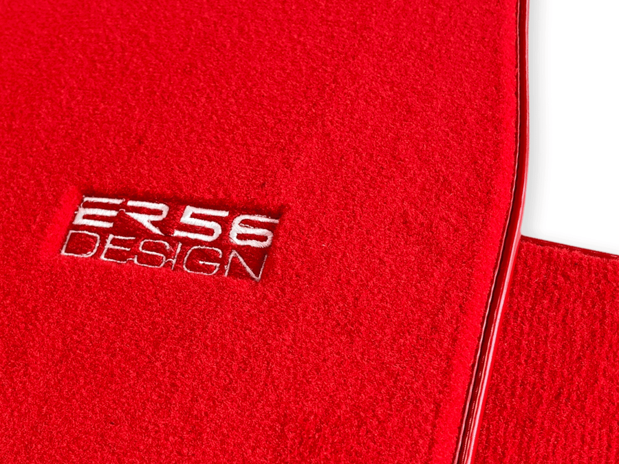 Floor Mats For Tesla Model X (6 Seats) Red Tailored Carpets ER56 Design - AutoWin