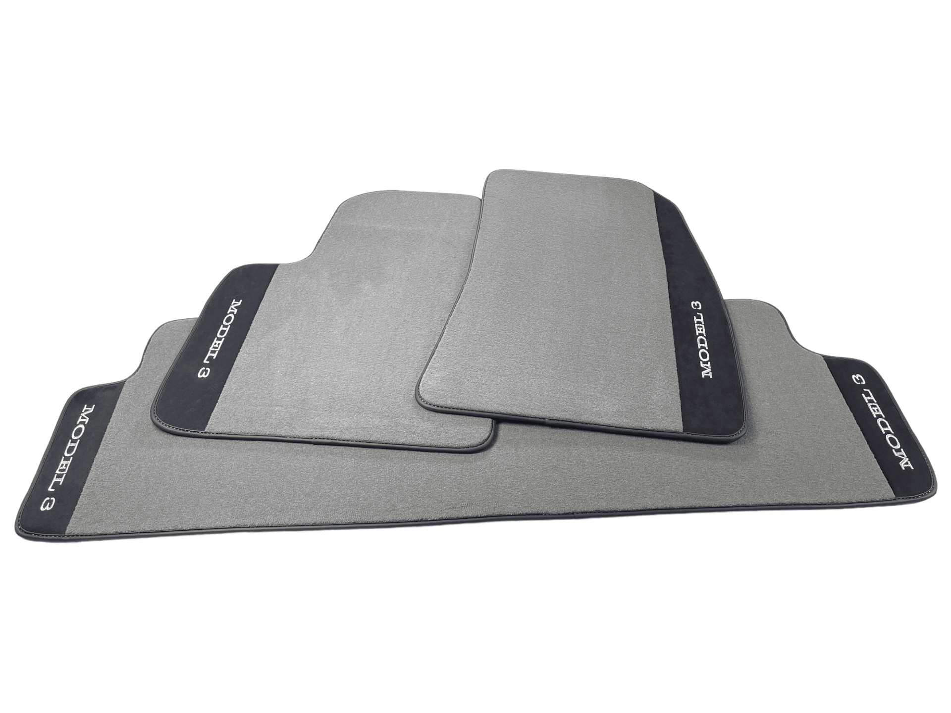 Gray Floor Mats For Tesla Model 3 With Alcantara Leather - AutoWin