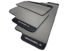 Gray Floor Mats For Tesla Model 3 With Alcantara Leather - AutoWin