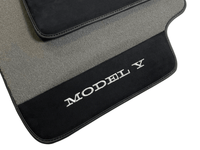 Gray Floor Mats For Tesla Model Y With Alcantara Leather - AutoWin