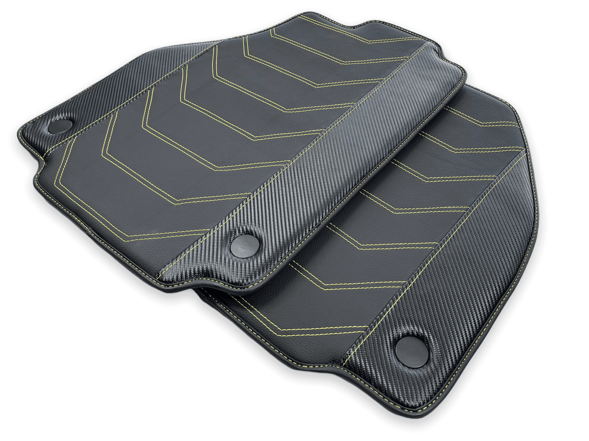 Leather Floor Mats For Ferrari 488 Spider 2016-2022 Yellow Sewing - AutoWin