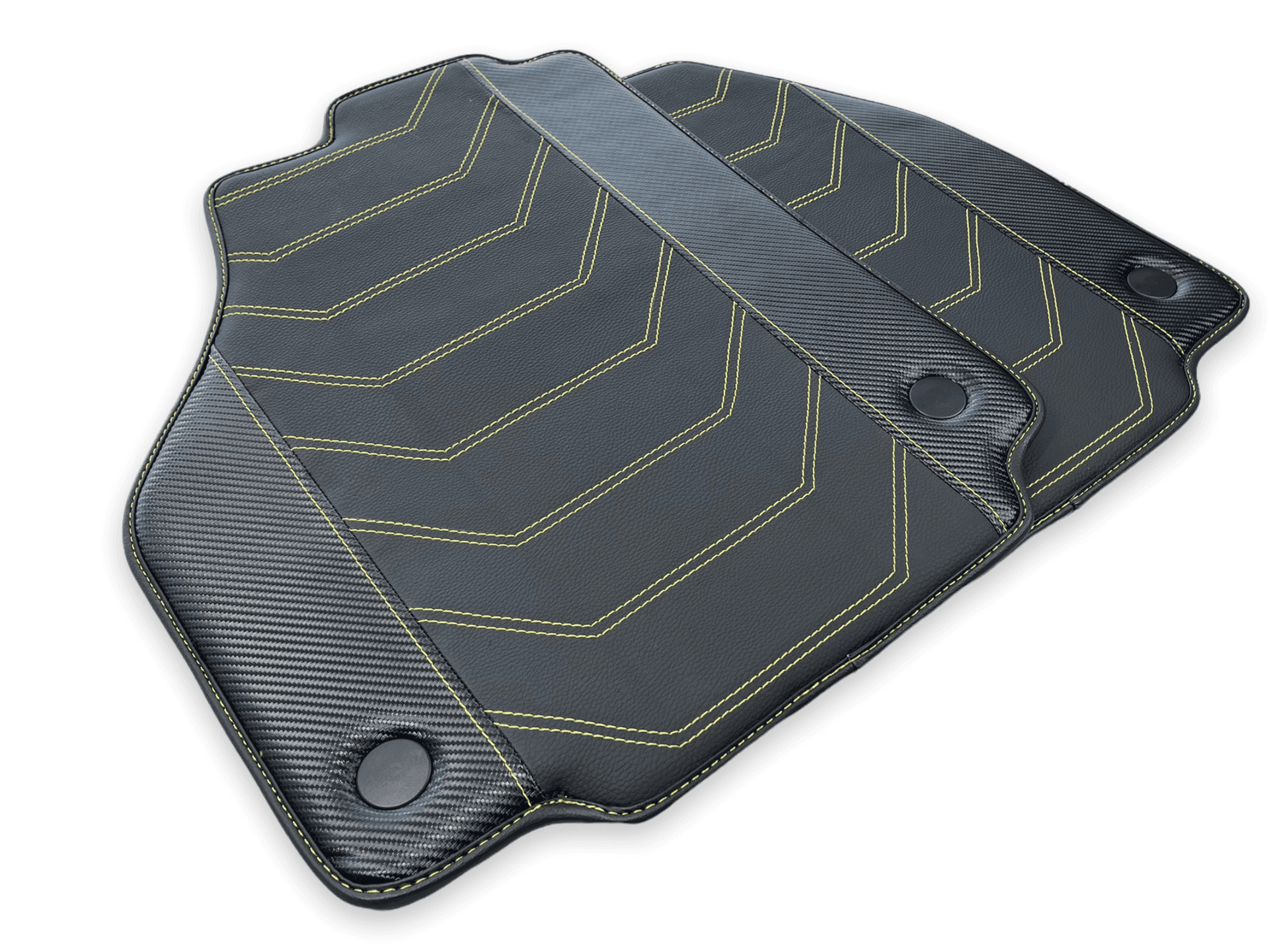 Leather Floor Mats For Ferrari 488 Spider 2016-2022 Yellow Sewing - AutoWin