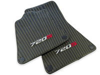 Leather Floor Mats For McLaren 720S Black Tailored Yellow Sewing - AutoWin