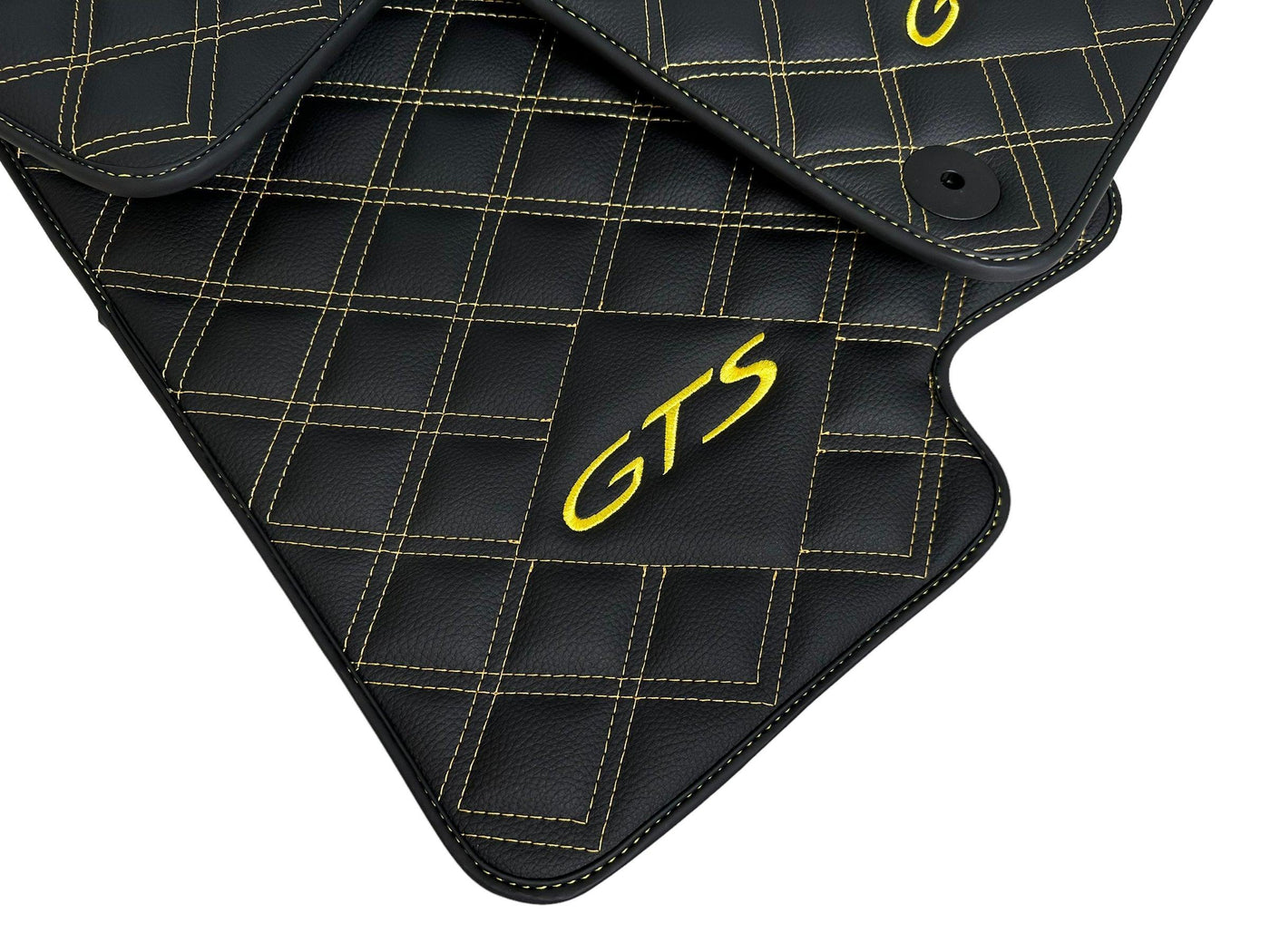 Leather Floor Mats for Porsche Cayenne GTS 2018-2023 Yellow Sewing - AutoWin