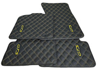 Leather Floor Mats for Porsche Cayenne GTS 2018-2023 Yellow Sewing - AutoWin