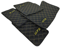 Leather Floor Mats for Porsche Cayenne GTS 2018-2023 Yellow Sewing - AutoWin